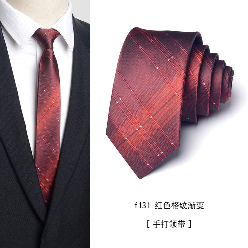 Men's Korean version narrow 6cm hand tie zipper no-shirt women's business dress black, blue and red groom wedding gift