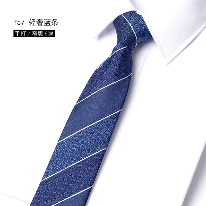 Men's Korean version narrow 6cm hand tie zipper no-shirt women's business dress black, blue and red groom wedding gift