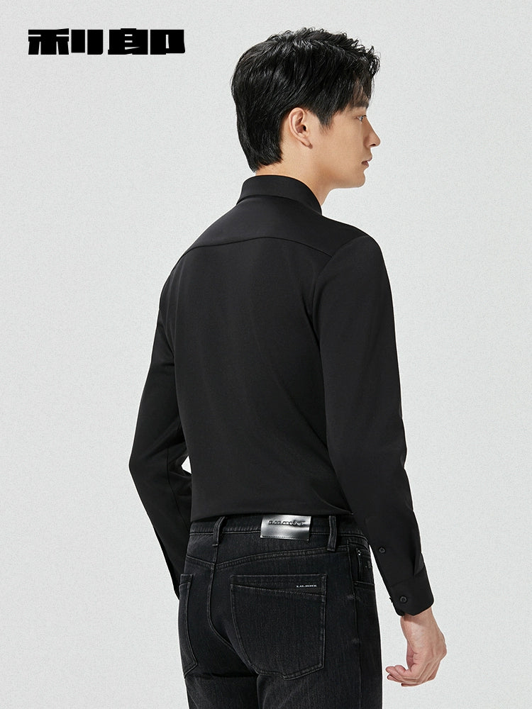 [Far Infrared Heat] Lilang Official Shirt Men's 2025 Winter New Business Men's Solid Color Thick Shirt