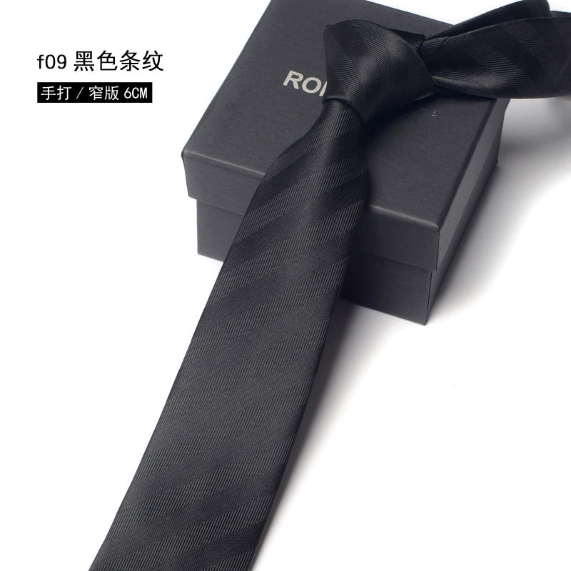 Men's Korean version narrow 6cm hand tie zipper no-shirt women's business dress black, blue and red groom wedding gift