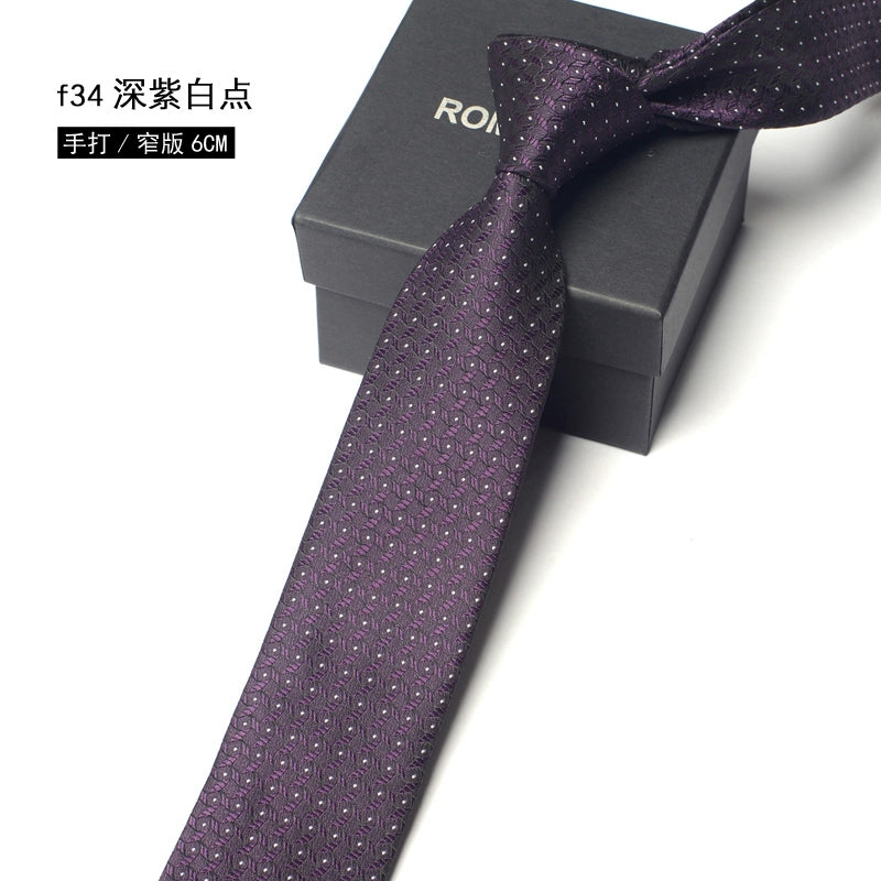 Men's Korean version narrow 6cm hand tie zipper no-shirt women's business dress black, blue and red groom wedding gift