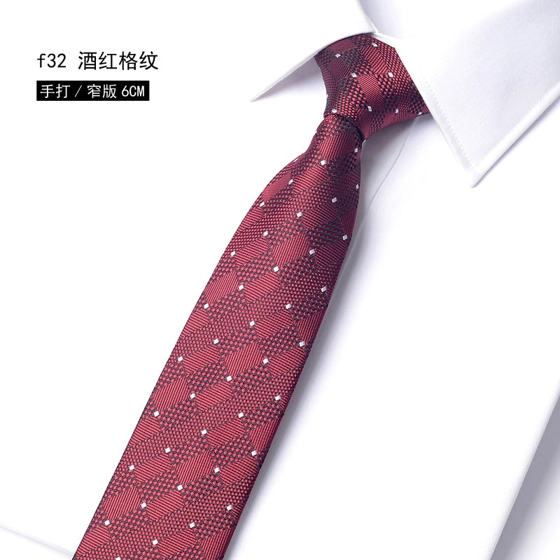 Men's Korean version narrow 6cm hand tie zipper no-shirt women's business dress black, blue and red groom wedding gift