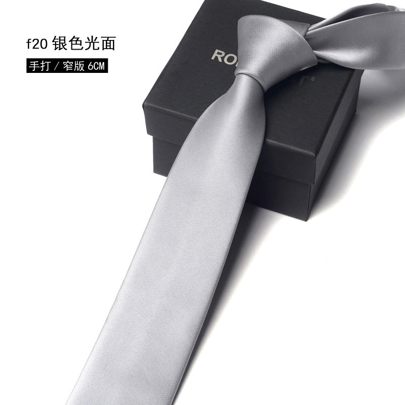 Men's Korean version narrow 6cm hand tie zipper no-shirt women's business dress black, blue and red groom wedding gift