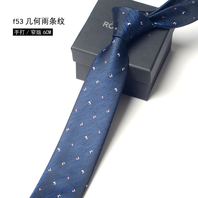 Men's Korean version narrow 6cm hand tie zipper no-shirt women's business dress black, blue and red groom wedding gift
