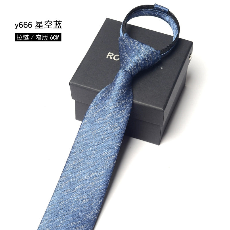 Men's Korean version narrow 6cm hand tie zipper no-shirt women's business dress black, blue and red groom wedding gift