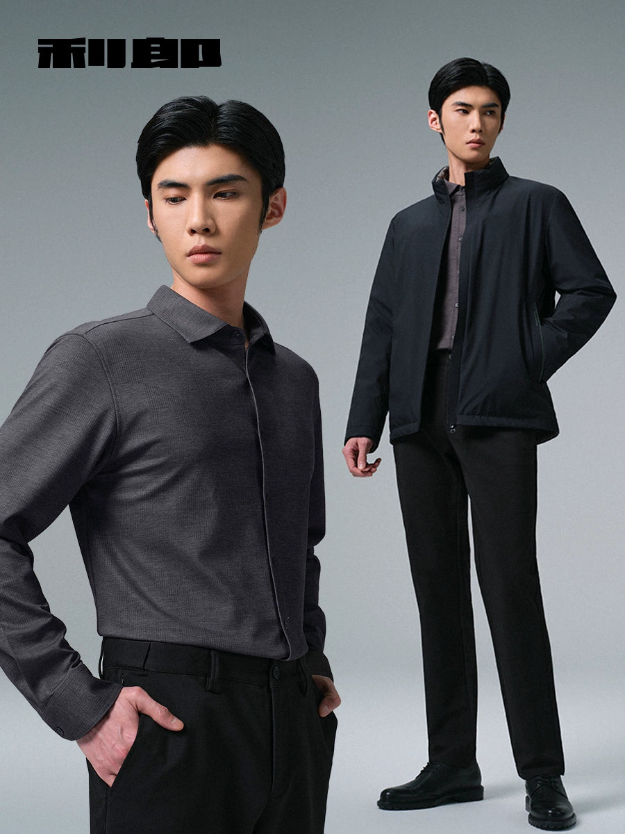 [Sheep wool] Lilang official long-sleeved shirt men's trendy casual print 2025 winter new shirt