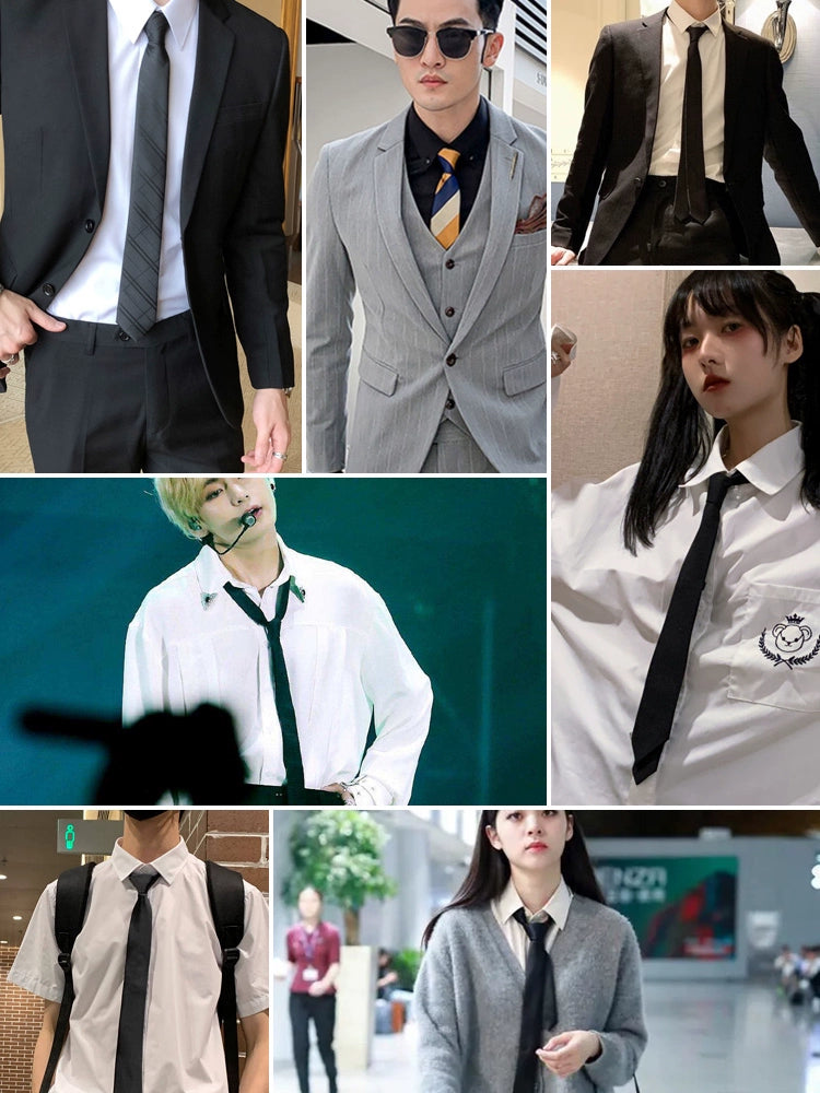 Men's Korean version narrow 6cm hand tie zipper no-shirt women's business dress black, blue and red groom wedding gift