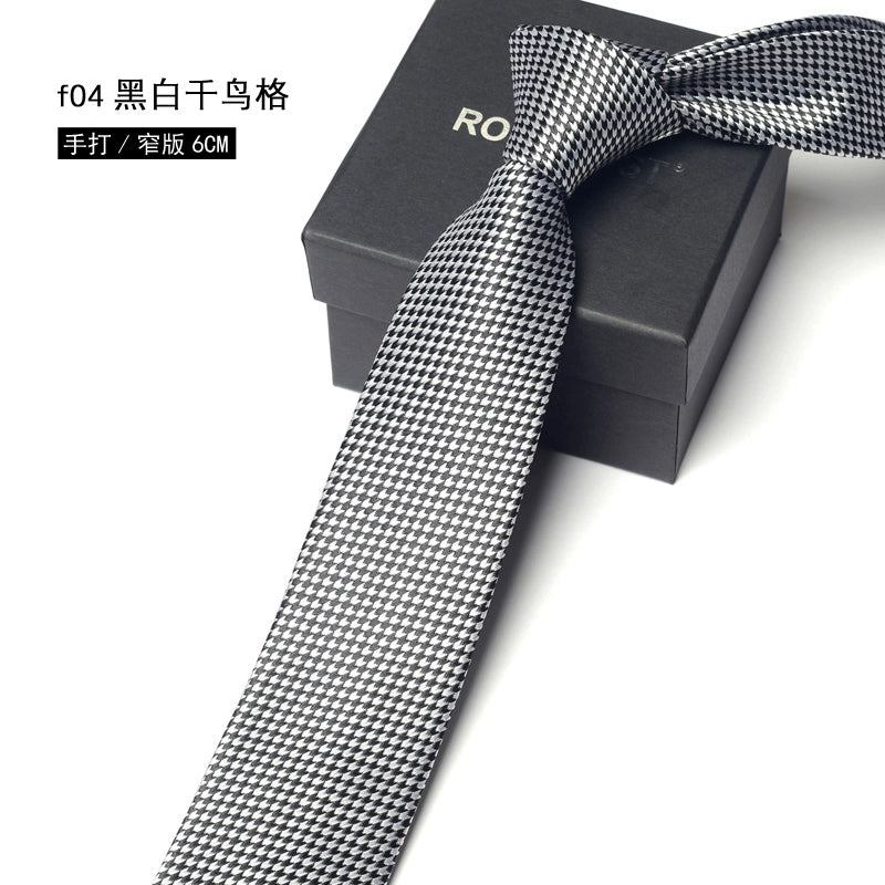 Men's Korean version narrow 6cm hand tie zipper no-shirt women's business dress black, blue and red groom wedding gift