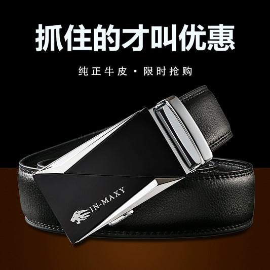 Belt men's genuine leather belt 2025 new genuine high-grade cowhide business versatile young man trouser belt gift box